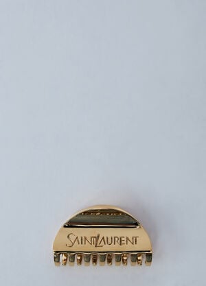 Saint Laurent Logo Engraved Hair Clip Gold sla0259058