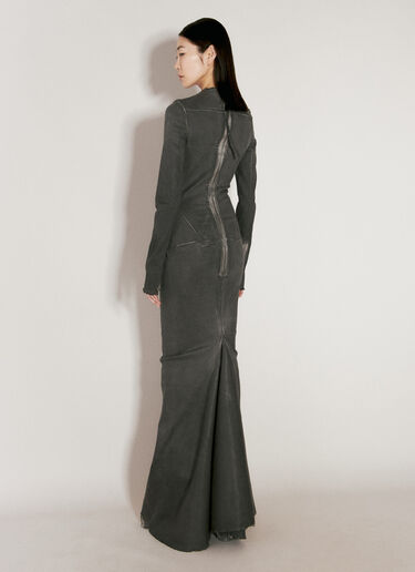 Rick Owens Coated Denim Maxi Dress Grey ric0256002