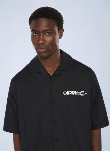 LN-CC® - Off-White: Scribble Arrow Poplin Bowling Shirt - Black Off-White Scribble Arrow Poplin Bowling Shirt Black ofw0162037