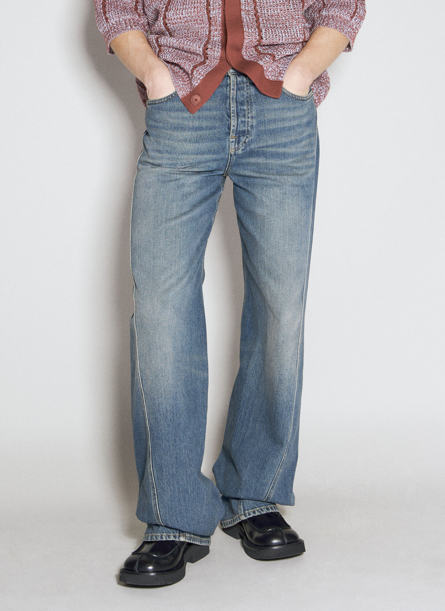 Shop Lanvin Baggy Twisted Jeans In Blue