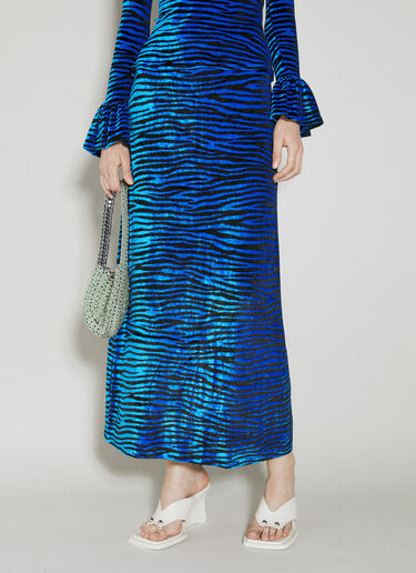 Rabanne Velvet Zebra Print Skirt Blue pac0253022