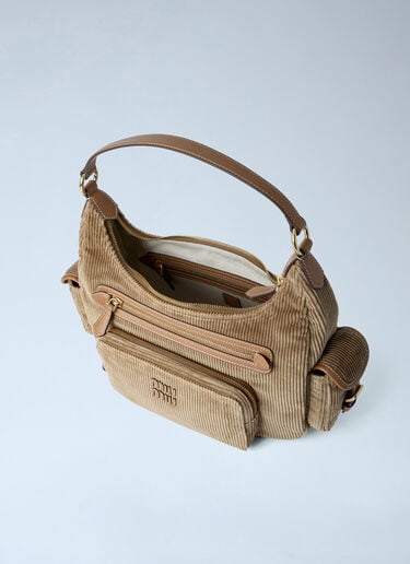 Miu Miu Corduroy Pocket Shoulder Bag Brown miu0263034