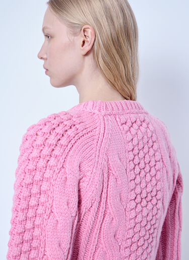 LN-CC® - Lacoste: Runway Striped Textured Wool Sweater - Pink Lacoste Runway Striped Textured Wool Sweater Pink lac0266001