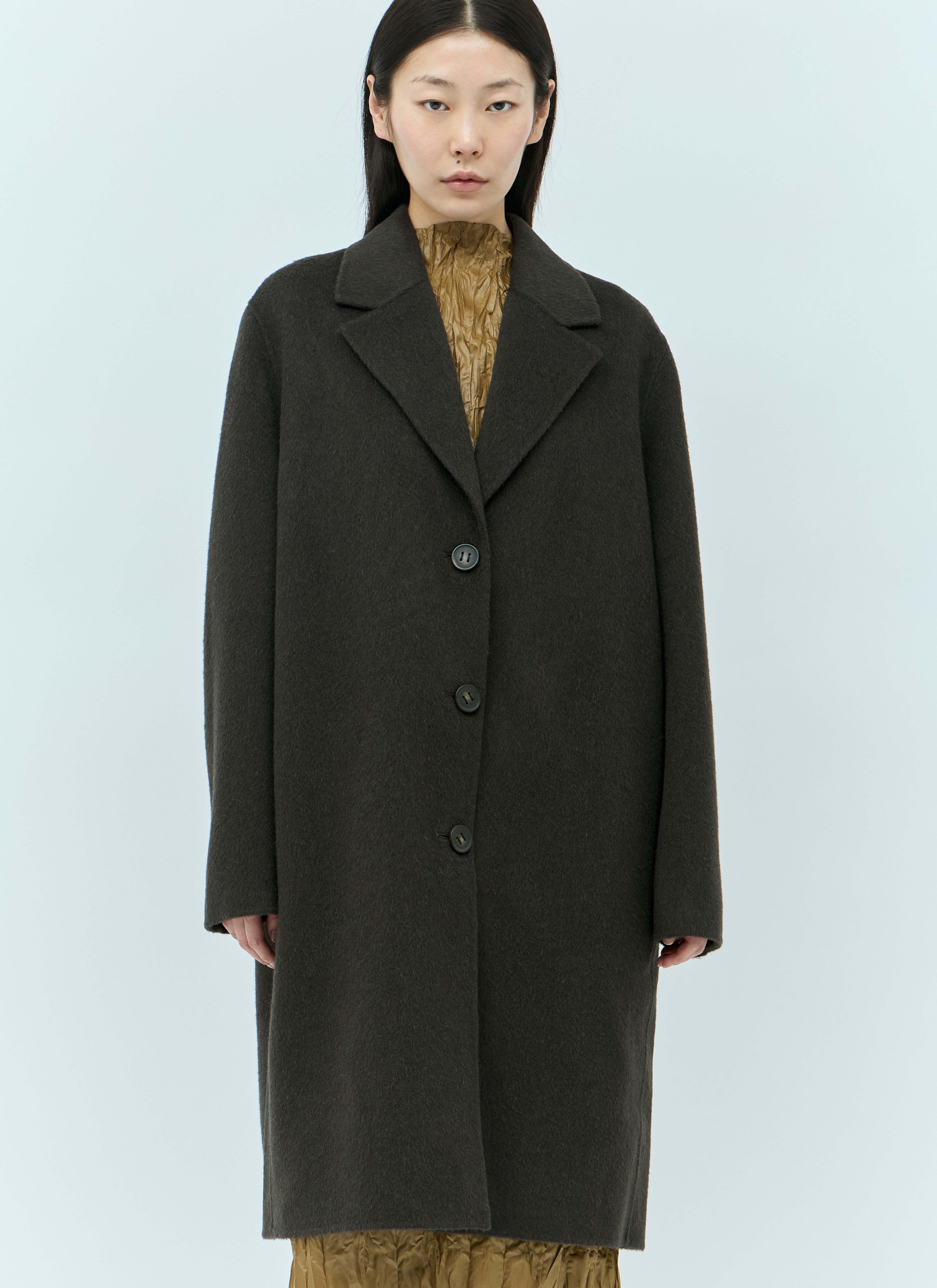 TOTEME Single-Breasted Wool Coat Black tot0257001