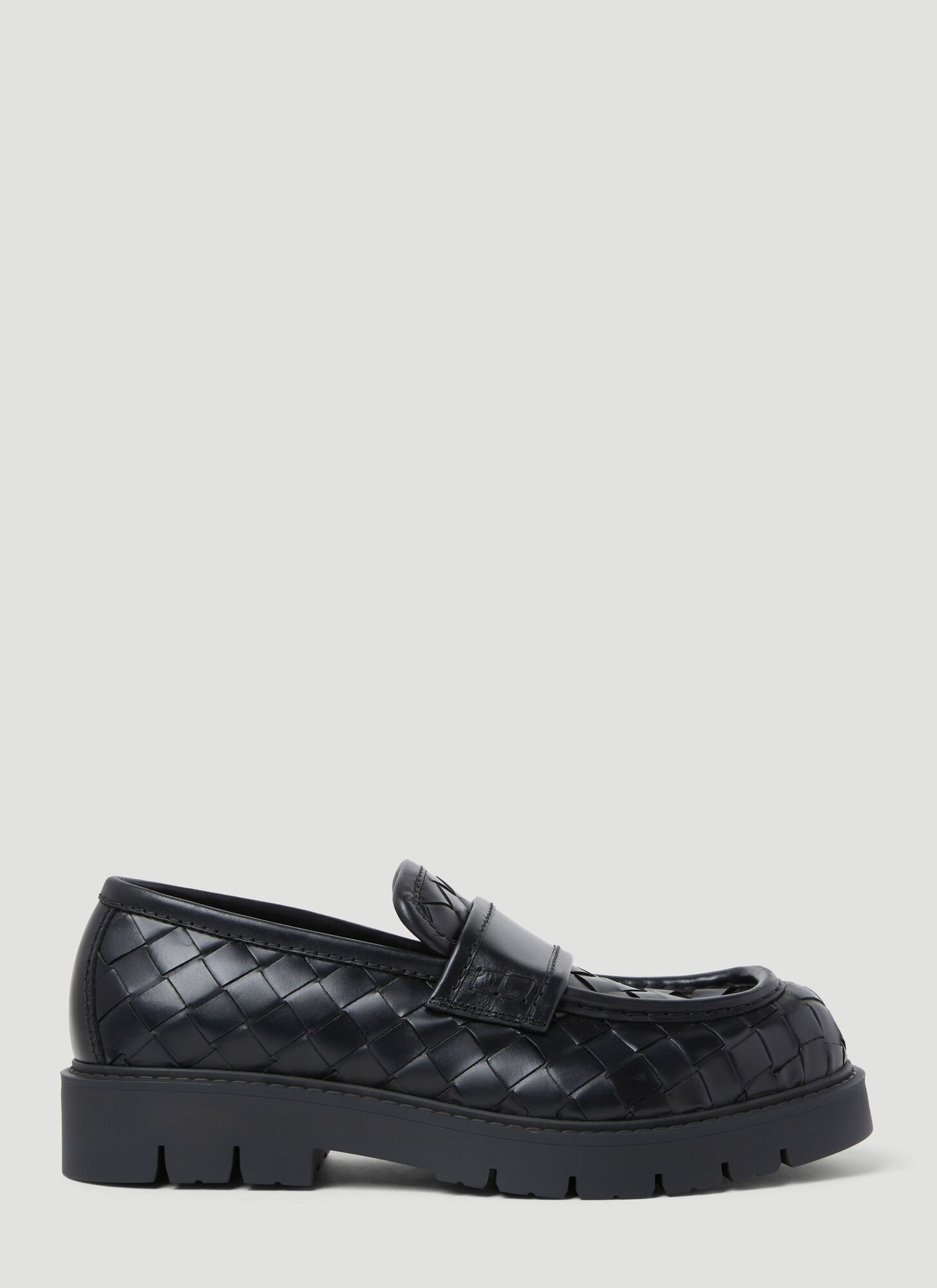 Bottega Veneta Haddock Intrecciato Leather Loafers In Black