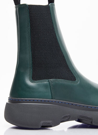 Burberry Leather Creeper Chelsea Boots Dark Green bur0154015