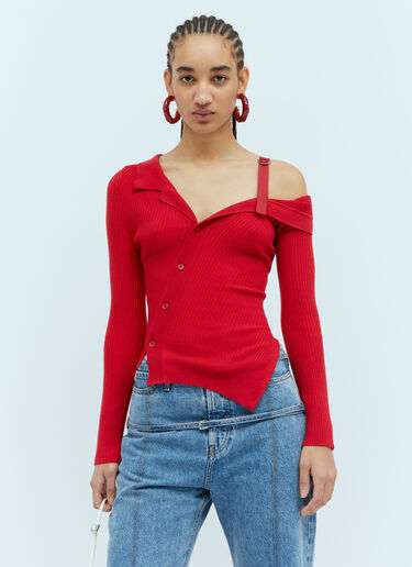 Jacquemus La Maille Colin Cardigan Red jac0254033