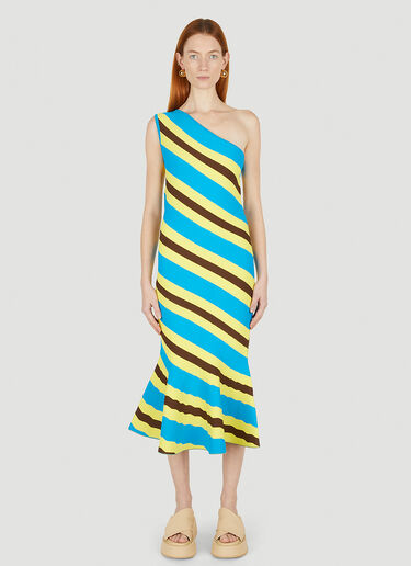 JW Anderson One-Shoulder Striped Midi Dress Blue jwa0247014