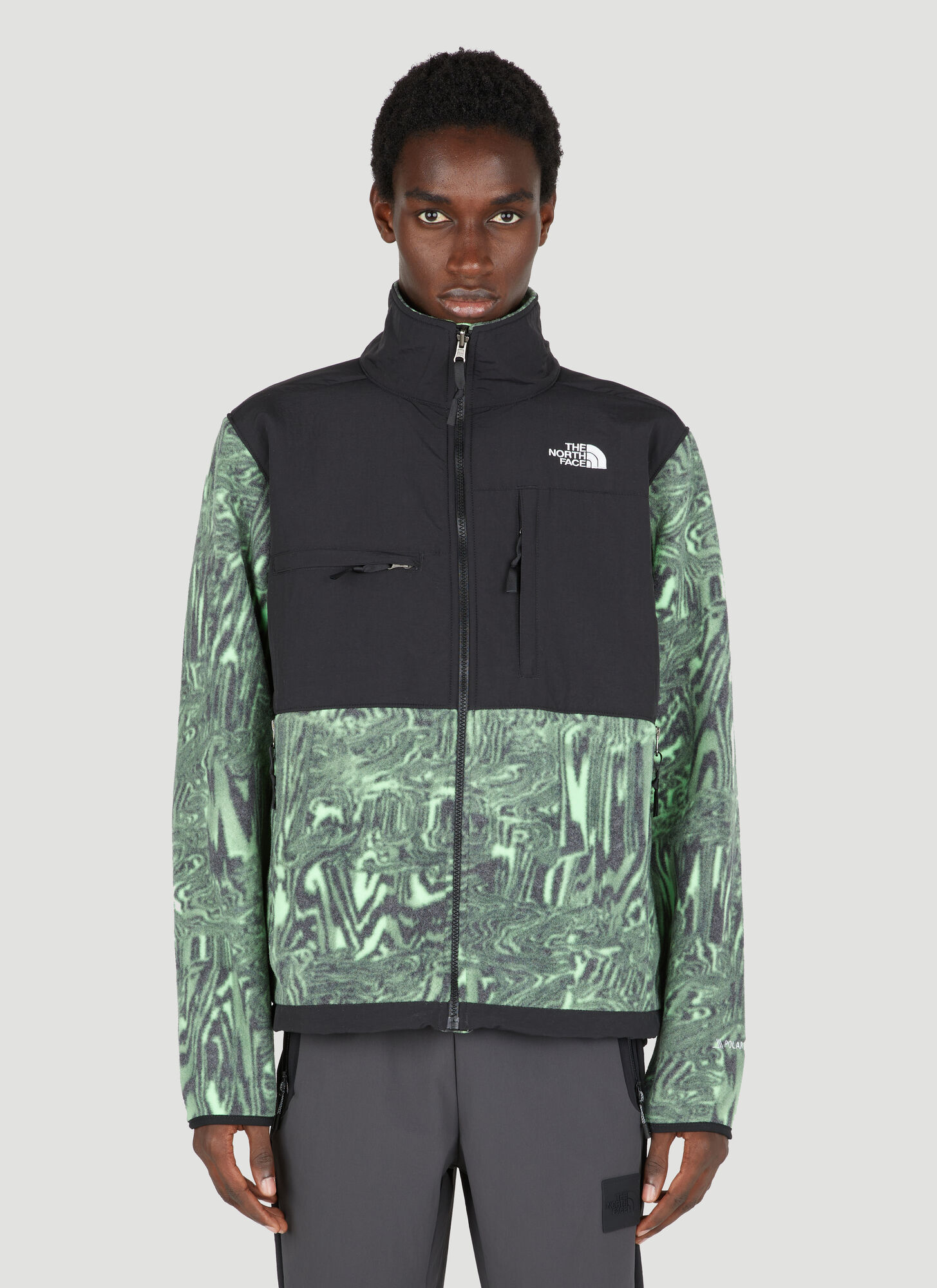 The North Face Denali Distortion-print Shell And Fleece Jacket In Green