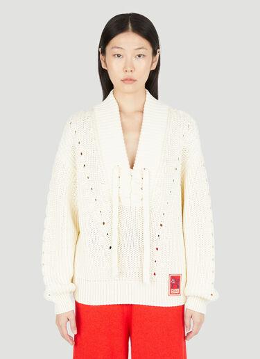 Lace-Up Knit Sweater Gucci Lace-Up Knit Sweater White guc0253021