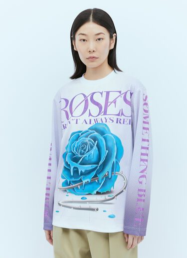 Burberry Rose Print Long Sleeve T-Shirt Blue bur0254022