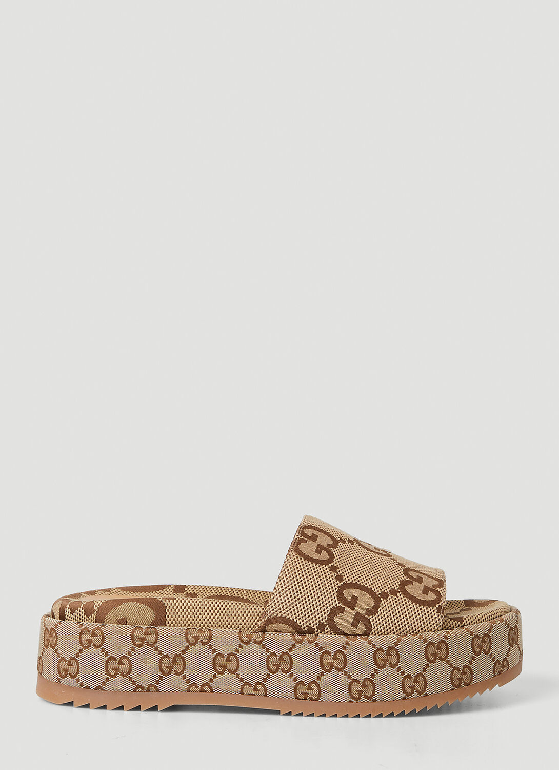 Gucci 60mm Angelina Gg Canvas Wedges In Beige