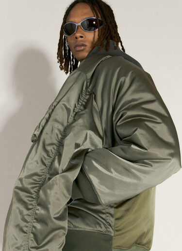 Balenciaga Double-Sleeve Bomber Jacket Green bal0156002