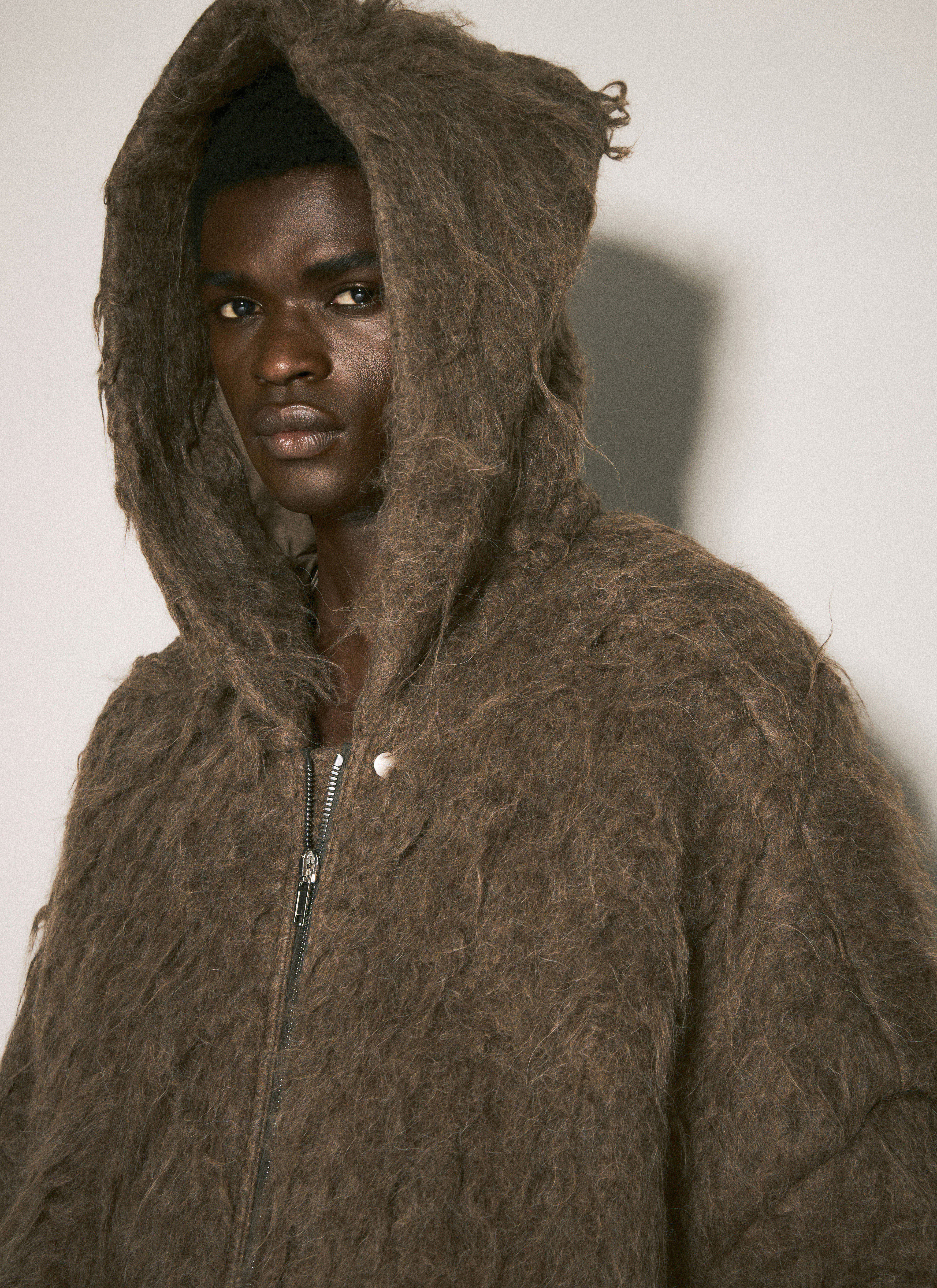 Rick Owens Men s Porterville Jumbo Hooded Peter Jacket in Brown LN CC