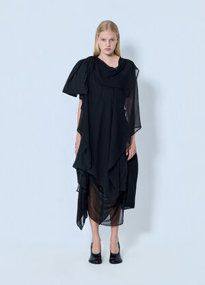 Yohji Yamamoto Asymmetric Layered Dress Black yoy0264003