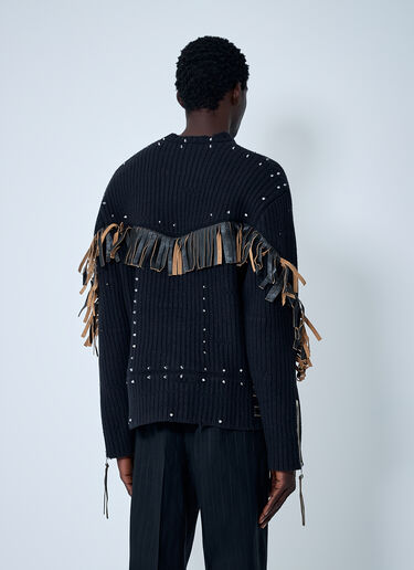 Leather Embellished Wool Sweater Prada Leather Embellished Wool Sweater Black pra0162009