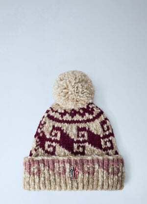 Moncler Grenoble Patterned Pom-Pom Beanie Beige mog0265021