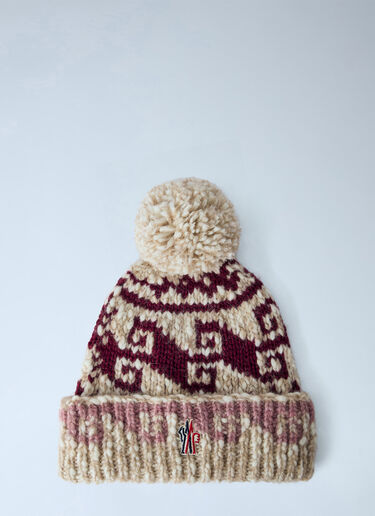 LN-CC® - Moncler Grenoble: Patterned Pom-Pom Beanie - Beige Moncler Grenoble Patterned Pom-Pom Beanie Beige mog0265021