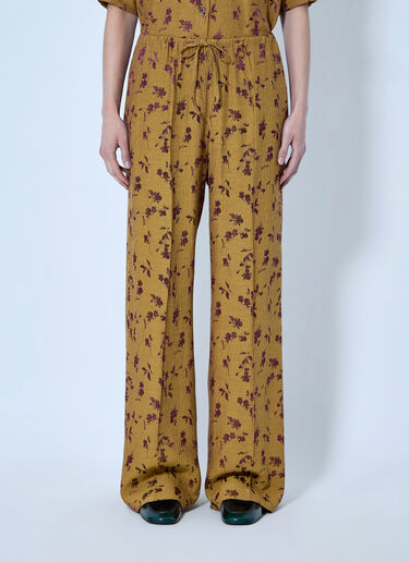 LN-CC® - Dries Van Noten: Floral Wide-Leg Trousers - Yellow Dries Van Noten Floral Wide-Leg Trousers Yellow dvn0266011