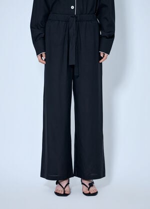 Toteme Piped Silk Trousers Black tot0265040