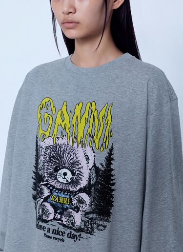 LN-CC® - GANNI: Basic Cotton Jersey Longsleeve - Grey GANNI Basic Cotton Jersey Longsleeve Grey gan0266030