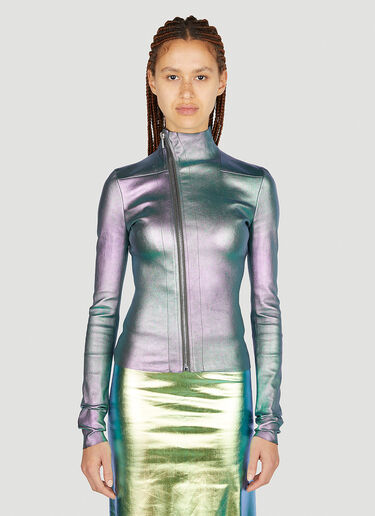 Rick Owens Oil Slick Leather Jacket Green ric0251002