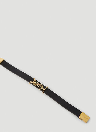 Saint Laurent Cassandre Leather Bracelet Black sla0351003