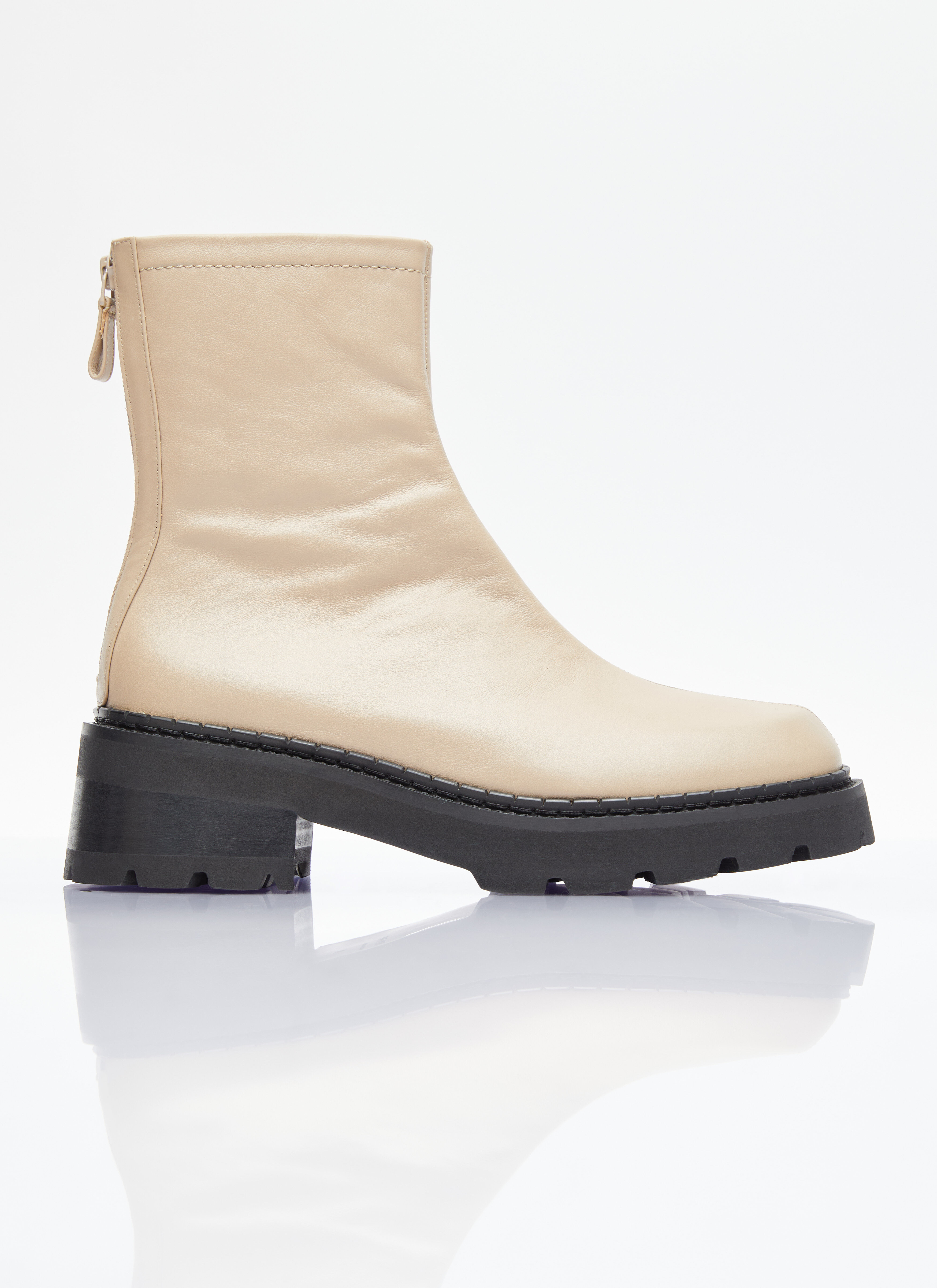 BY FAR Zip Up Leather Boots White byf0253024
