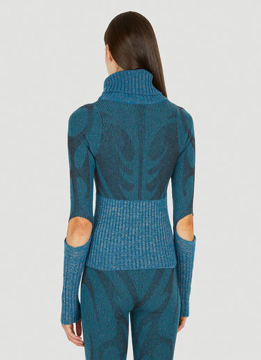 Paolina Russo Illusion Knit Cut Out Sweater Blue plr0250006