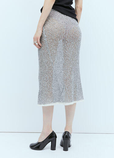 Dries Van Noten Metallic Open Knit Skirt Silver dvn0254023