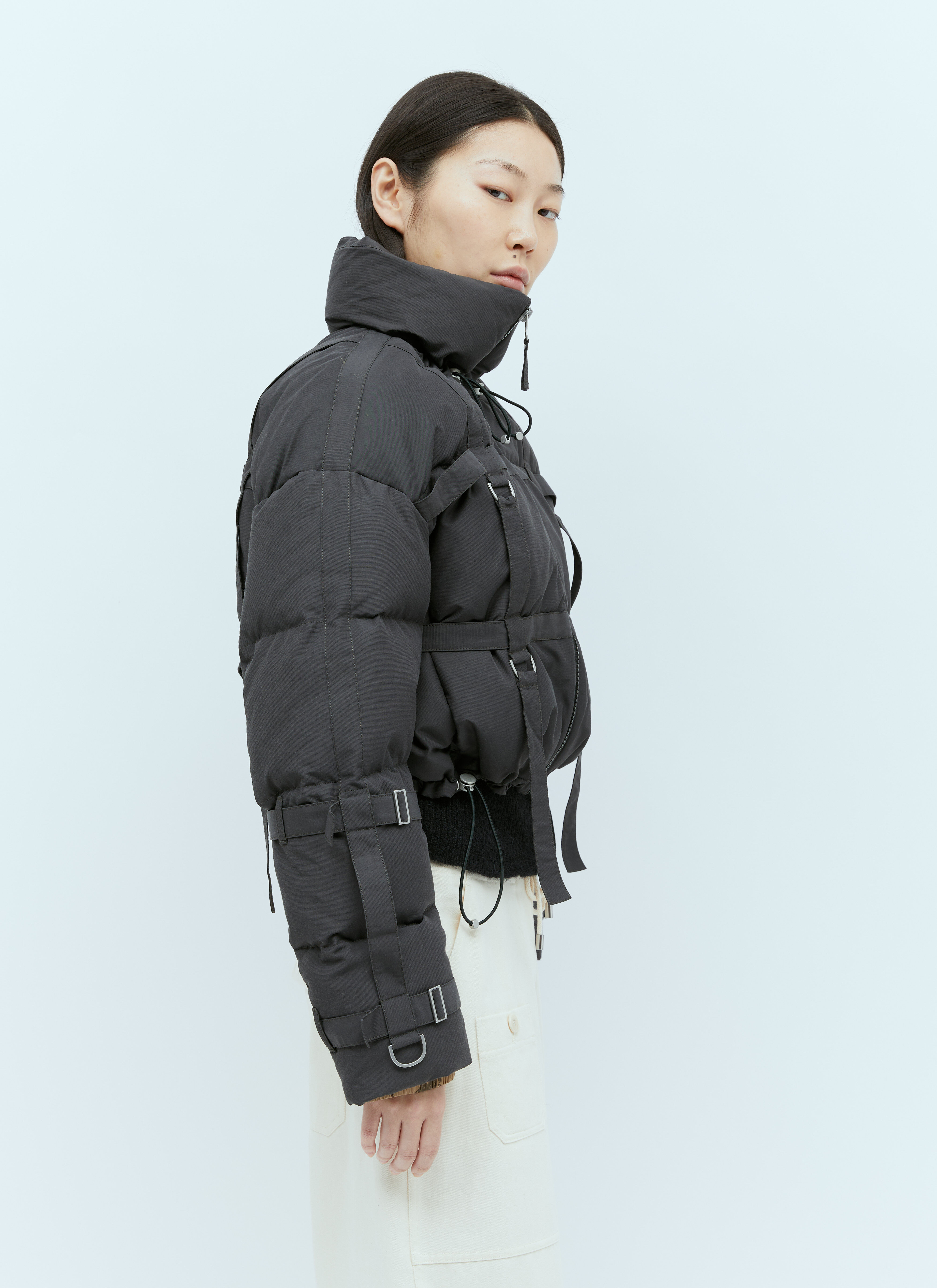 Canada Goose X Rokh Strap Cropped Puffer Down Jacket in Grey LN CC