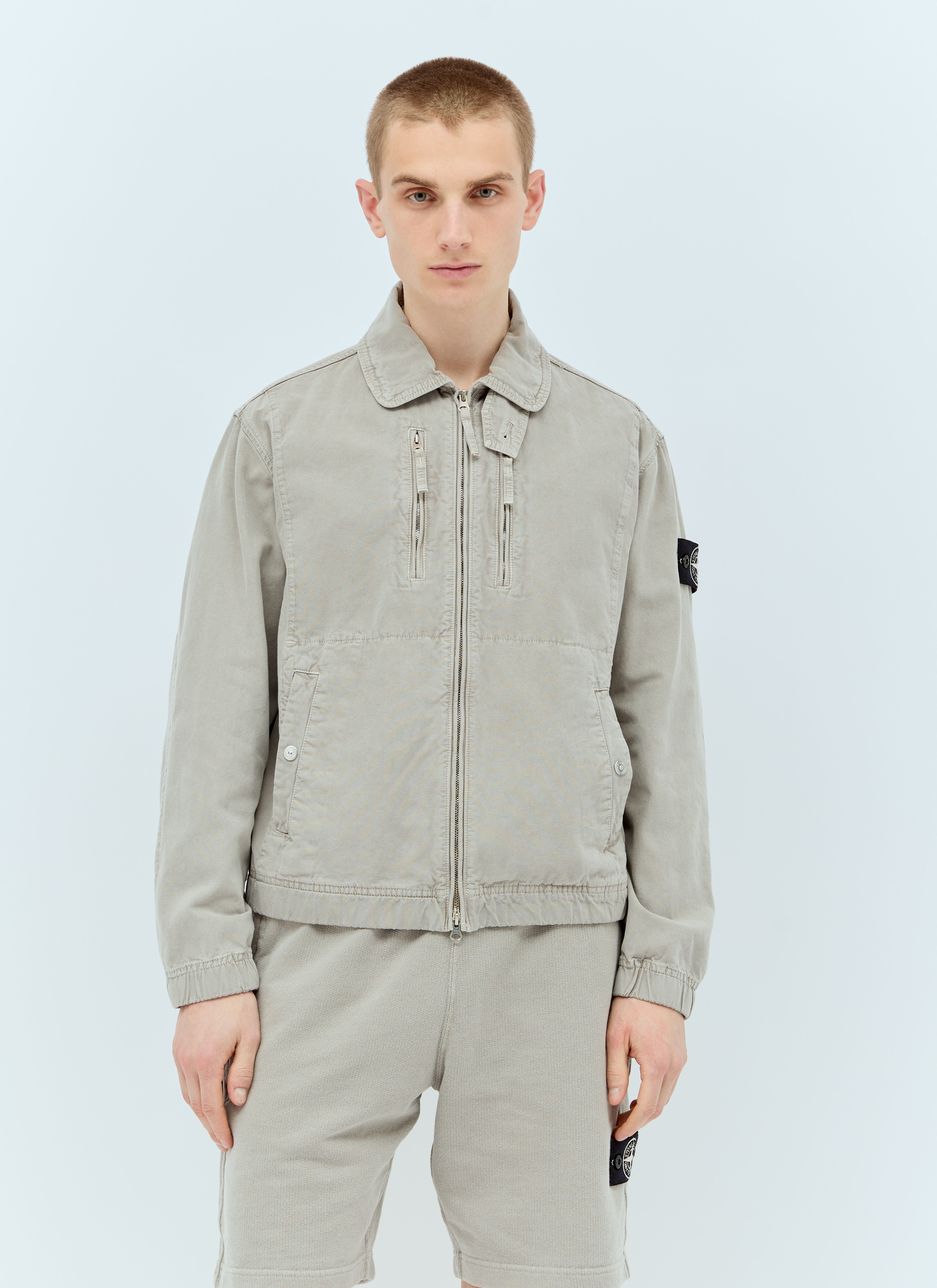 Stone Island Men s Zip Up Canvas Jacket in Grey LN CC
