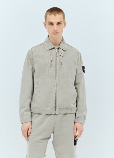 Stone Island 拉链帆布夹克 灰色 sto0156021