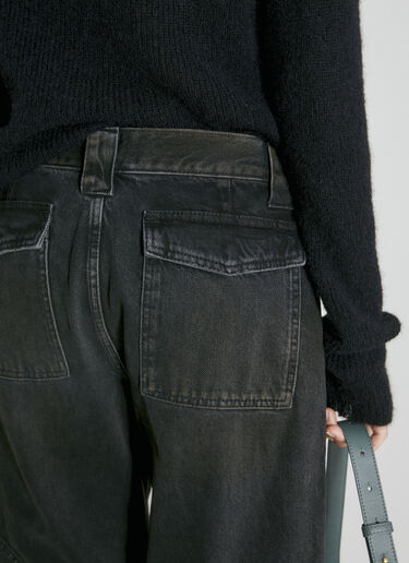 Guess USA 로 라이즈 와이드 레그 진 블랙 gue0254006