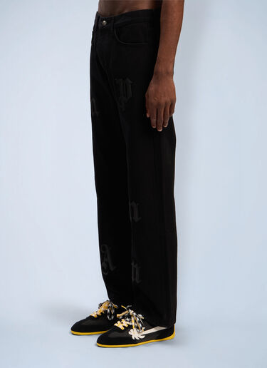 Logo Patch Straight Jeans Palm Angels Logo Patch Straight Jeans Black pma0162069