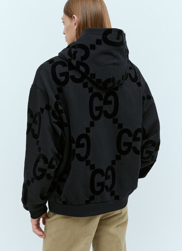 Gucci GG Flocked Print Hooded Sweatshirt Black guc0155048
