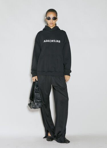 Balenciaga Logo Print Hooded Sweatshirt Black bal0254021