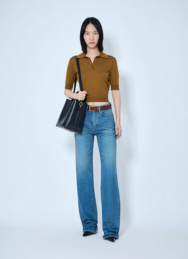 LN-CC® - Saint Laurent: Flared High-Waisted Five-Pocket Jeans - Blue Saint Laurent Flared High-Waisted Five-Pocket Jeans Blue sla0263011