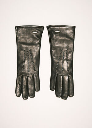 Our Legacy Topstitched Leather Gloves Black our0258028