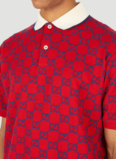 Gucci GG Embroidered Polo Shirt Red guc0147008