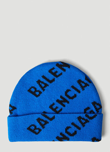 Balenciaga ロゴジャカード ビーニーハット ブルー bal0147012
