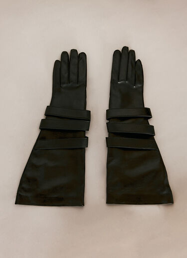 Saint Laurent Aviator Leather Gloves Black sla0256031