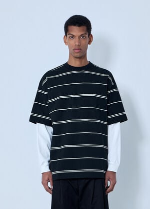 Comme des Garçons Homme Striped Cotton Jersey T-Shirt Black cdh0164003