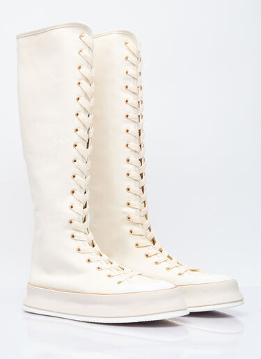 Max Mara Canvas Lace-Up Boots White max0255037