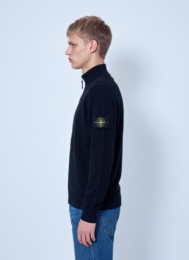 LN-CC® - Stone Island: Zip-Up Knit Cardigan - Black Stone Island Zip-Up Knit Cardigan Black sto0165049