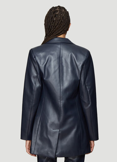 Roni Ilan Faux Leather Jacket with Belt Navy ron0238006