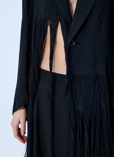 LN-CC® - Yohji Yamamoto: Frayed Hem Blazer - Black Yohji Yamamoto Frayed Hem Blazer Black yoy0264004