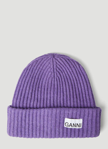 GANNI Classic Beanie Hat Purple gan0246102