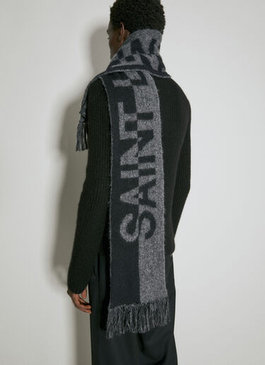 Saint Laurent Cassandre Wool Scarf Grey sla0154066