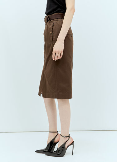 Saint Laurent 斜纹布铅笔半裙 棕色 sla0256033